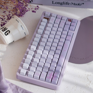 URE原创花伴兔行渐变粉/蓝/紫色侧透键帽PBT热升华客制化原厂高度