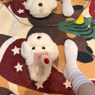 小狗棉拖鞋女款冬季毛绒茸茸厚底防滑可爱室内家居保暖鞋2025新款