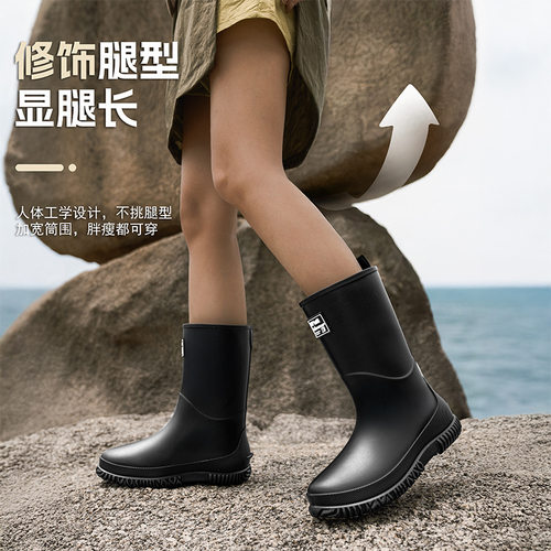 2025新款中筒雨鞋女款时尚成人户外防滑防水鞋雨林徒步网红雨靴