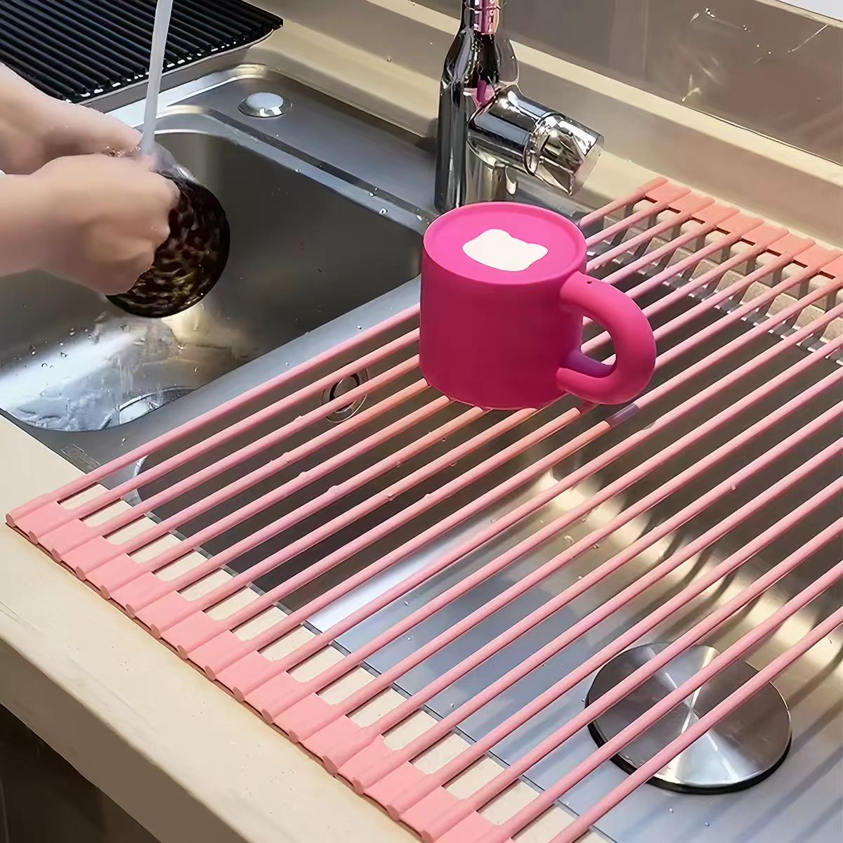 厨房沥水架水槽边可伸缩硅胶便携