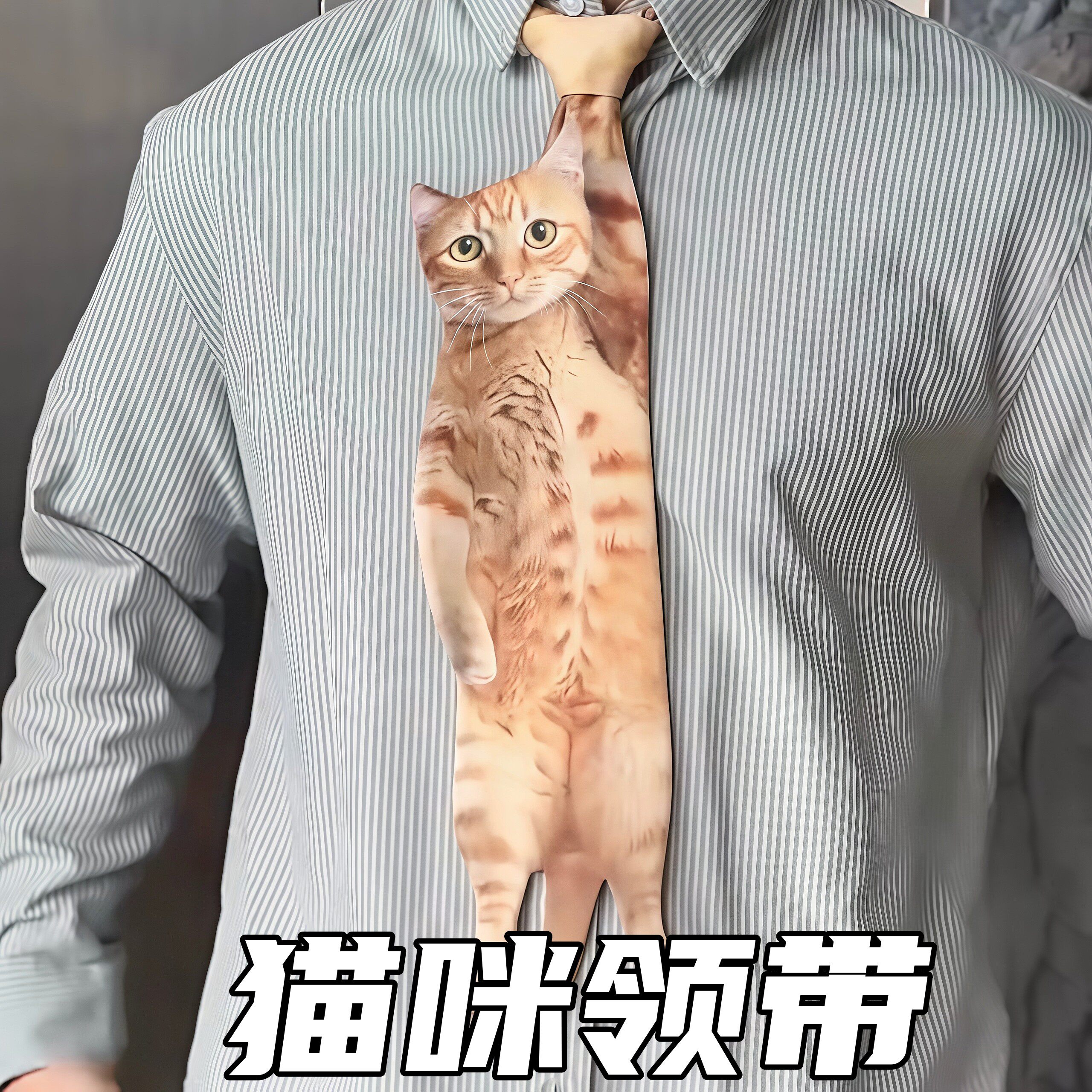 猫咪印花领带创意个性定制搞怪搞笑设计感衬衫穿搭异形领结配饰