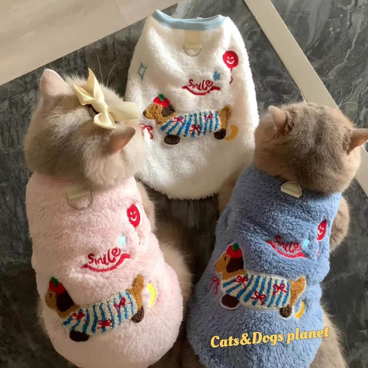 猫咪衣服防掉毛秋冬装加绒保暖可爱布偶猫金渐层英短蓝猫冬天绒衣