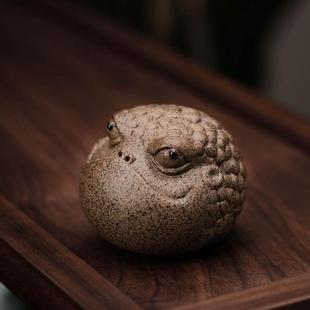 粗陶金蟾茶宠创意招财茶玩茶盘陶瓷摆件精品可养茶艺茶具茶道配件