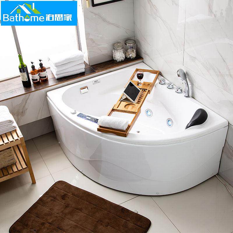 三角扇形浴缸 压克力独立式裙边浴盆 豪华按摩冲浪恒温加热浴池
