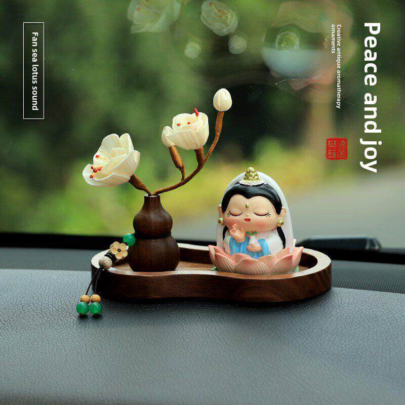 可爱观音宝宝佛汽车摆件车内饰品车载香薰中控台居家办公桌面装饰