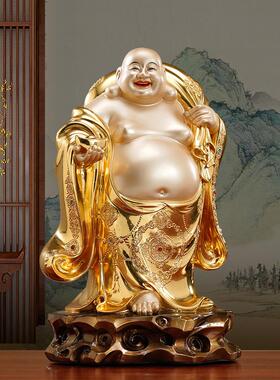 台湾纯铜金弥勒佛像客厅拜祭工艺品大肚笑佛弥勒佛像站像饰品