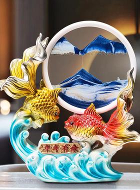 如鱼得水年年有余摆件家居客厅酒柜电视柜玄关装饰品乔迁新居礼品