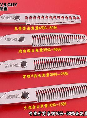 托尼盖专业发型师理髲剪刀美发牙剪刀平剪无痕鹿角鱼骨齿打薄套装