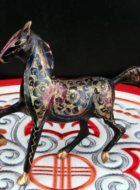 巴基斯坦铜器手工铜马动物生肖马摆件中式艺术小铜马家居餐厅摆设