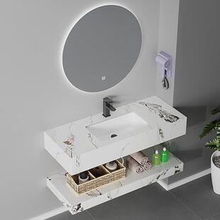 挂墙式岩板洗手盆40宽小尺寸极窄洗脸盆组合纯白浴室柜盆组合