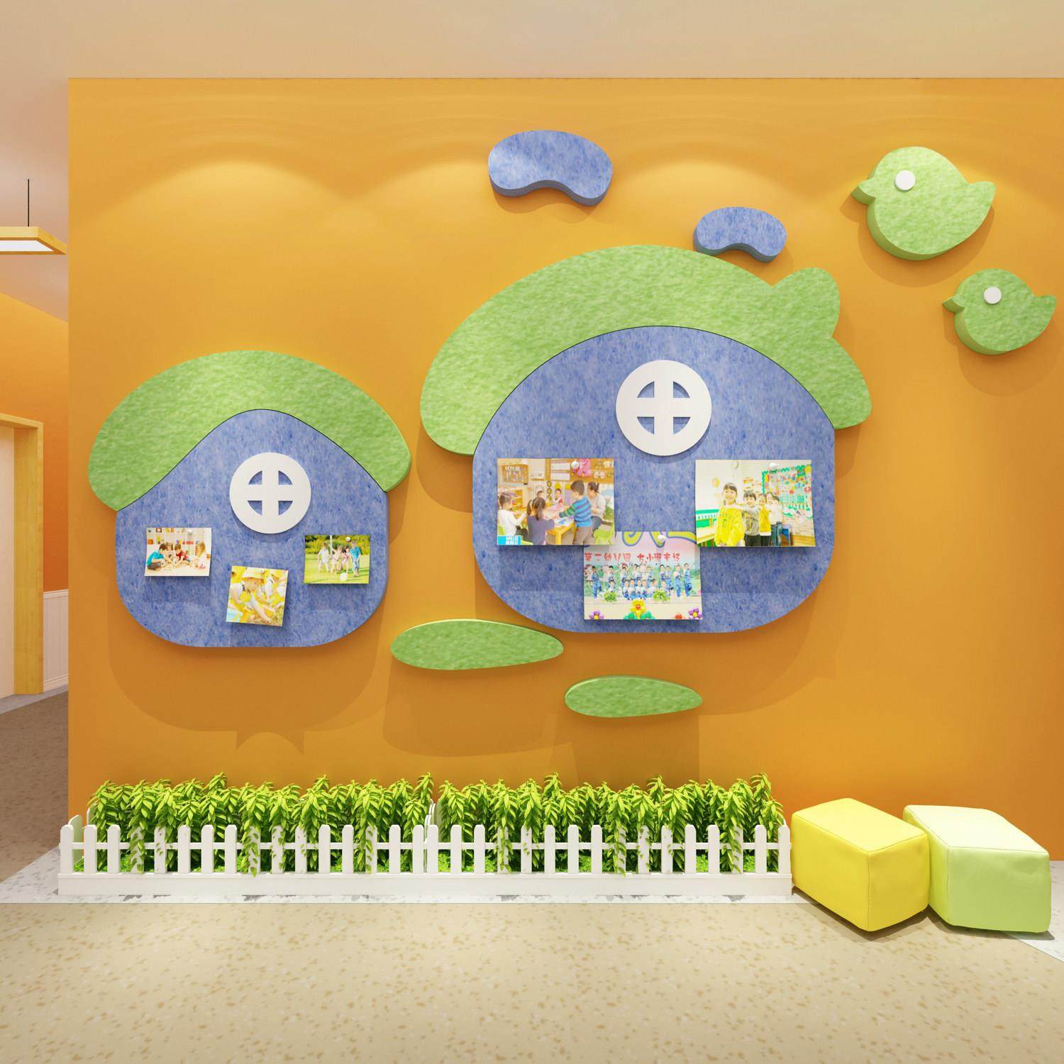 幼儿园环创主题成品毛毡照片墙贴纸文化背景宣传公示告栏装饰大厅,家居饰品,文化墙贴,淘宝优惠券,粉丝福利购,淘宝优惠卷