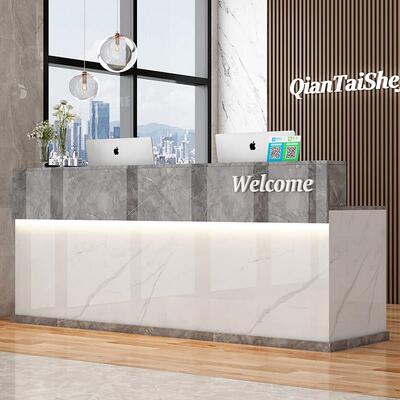 公司商务办公前台烤漆接待台简约现代美容院咨 咨询台店铺吧台收