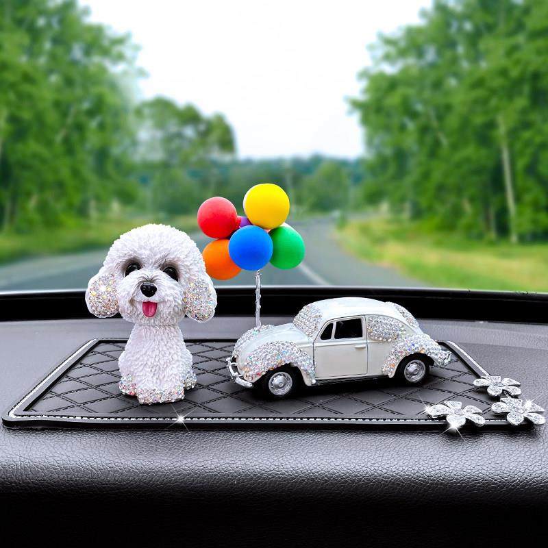 汽车摆件摇头狗狗时尚白色泰迪狗公仔车内车用装饰品车载摆件用品,汽车用品/电子/清洗/改装,摆件,淘宝优惠券,粉丝福利购,淘宝优惠卷