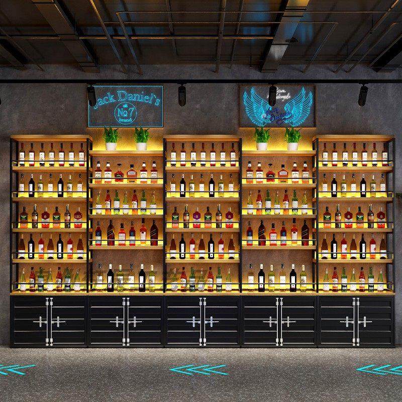 简约铁艺红酒架清吧商用靠墙发光酒柜子酒吧展示柜酒庄落地置物架,商业/办公家具,红酒架/柜,淘宝优惠券,粉丝福利购,淘宝优惠卷