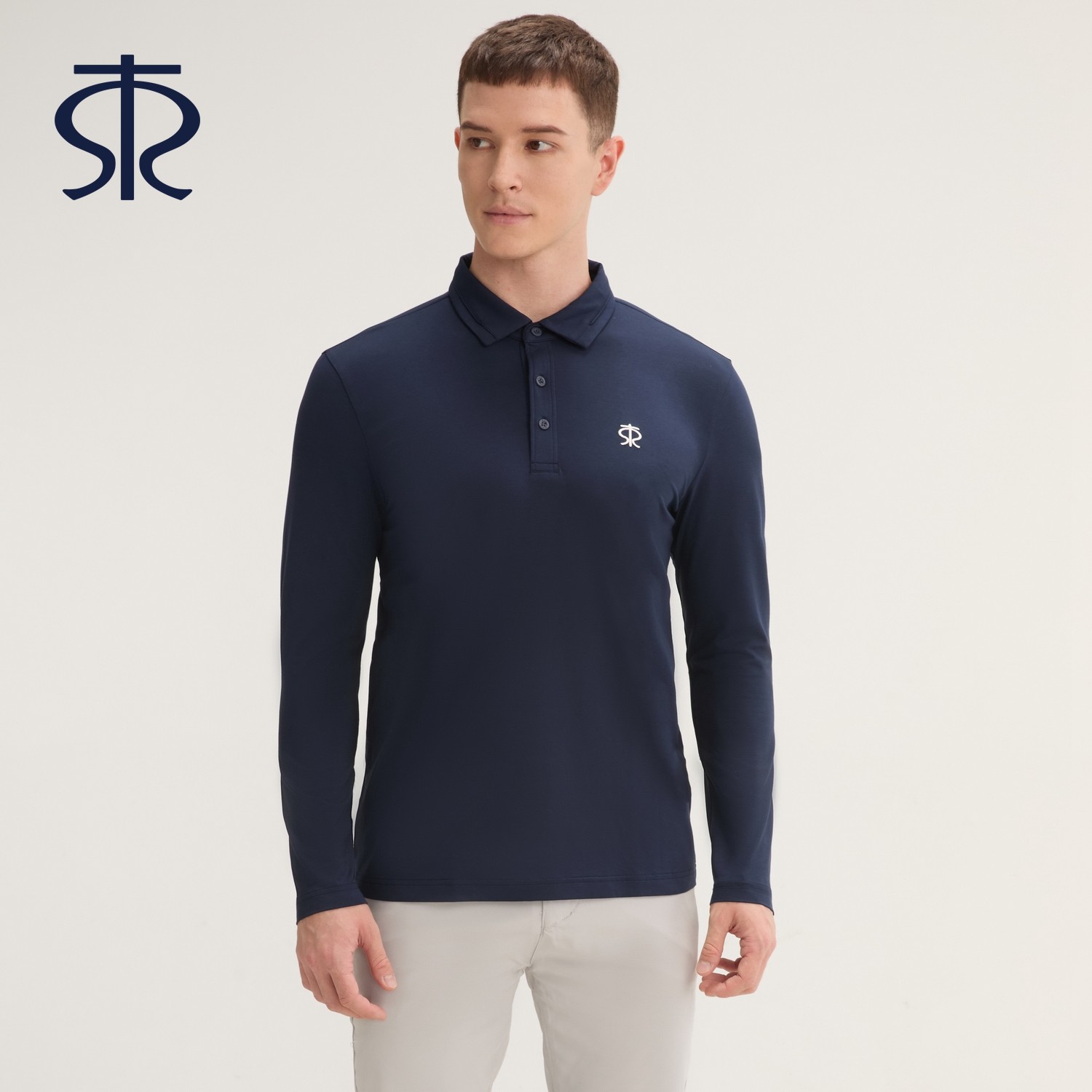 轻束正品莫代尔棉针织男商务长袖翻领POLO衫柔软弹力T恤上衣秋冬