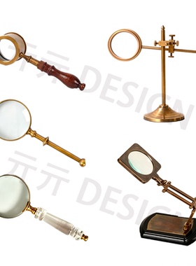 复古黄铜手持放大镜桌面摆件
