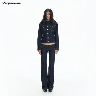 Veryrareme 原色收腰牛仔外套复古修身显瘦牛仔夹克