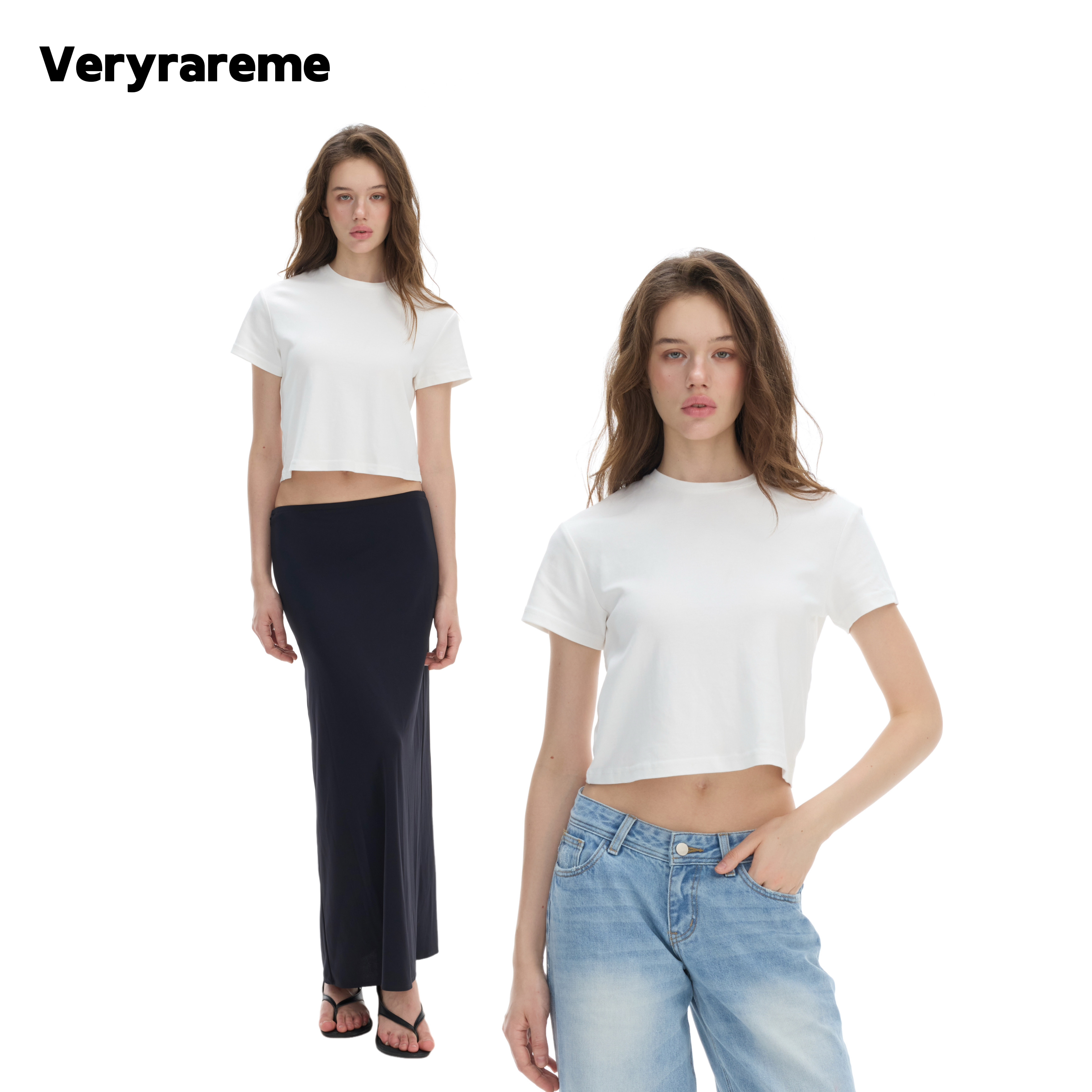 Veryrareme 短款宽松露脐短袖T恤