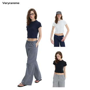 Veryrareme 短款正肩露腰休闲短袖T恤