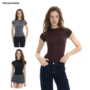 Veryrareme 圆领高弹塑身瑜伽运动短袖