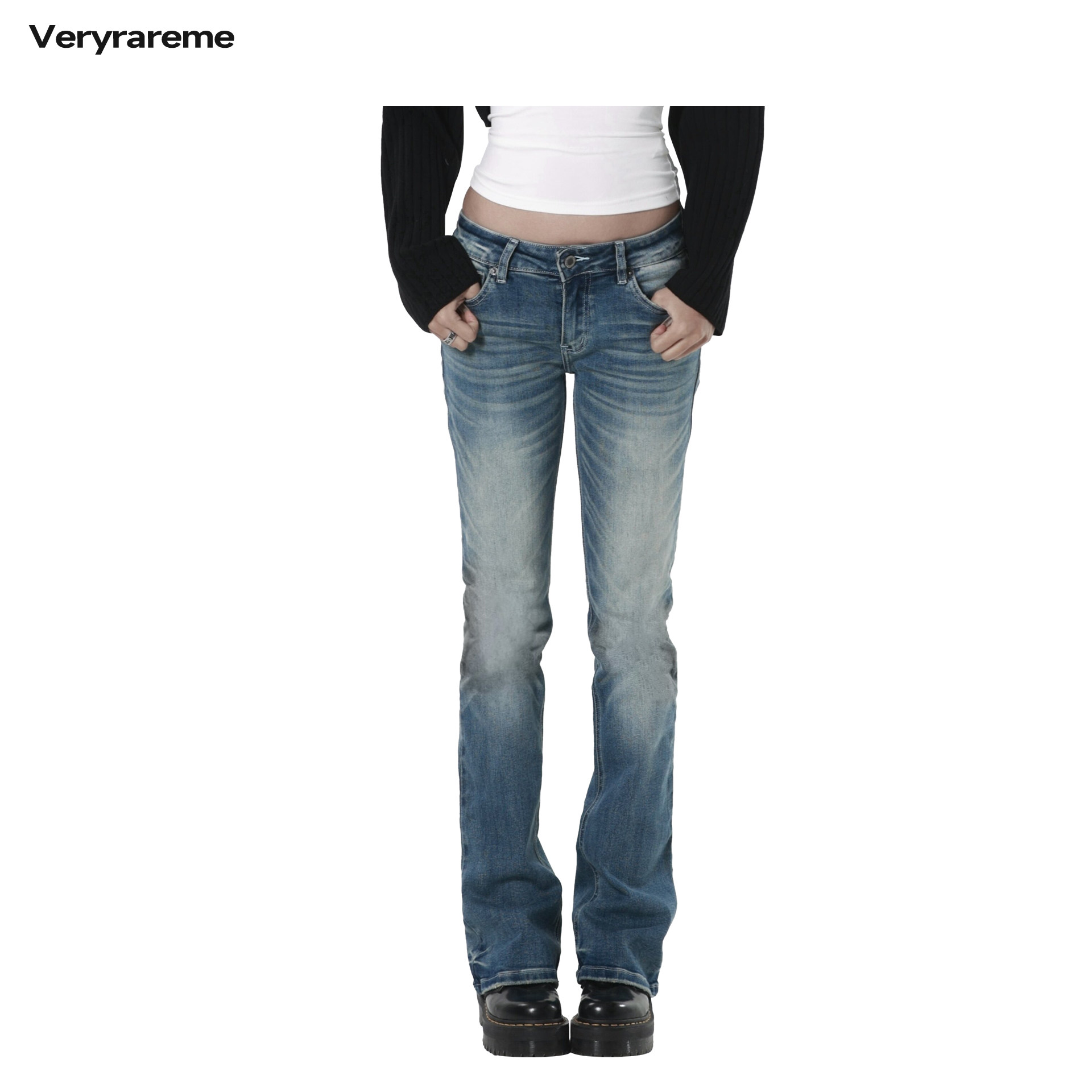 Veryrareme 2025ss 做旧低腰微喇牛仔裤图片