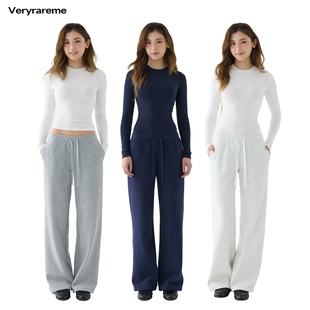 Veryrareme低腰加绒阔腿运动卫裤