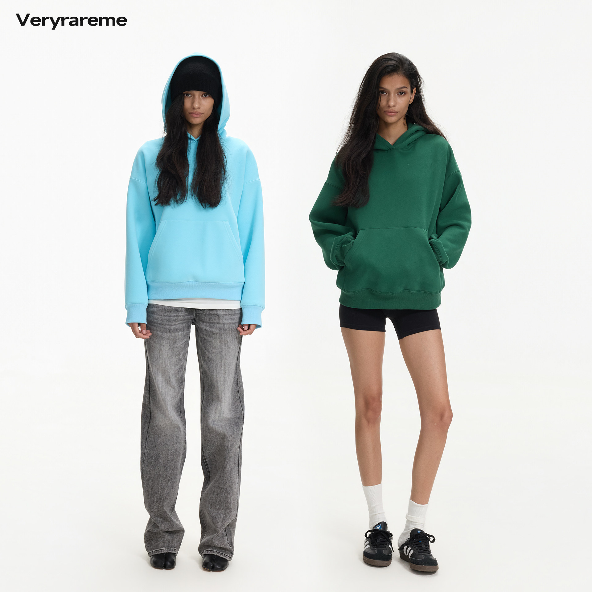Veryrareme加绒连帽套头短款卫衣