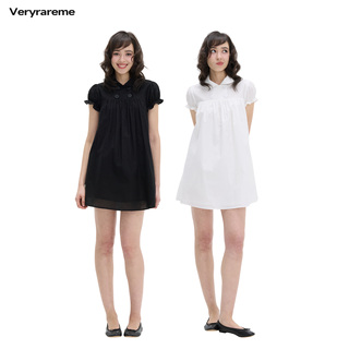 Veryrareme 【藤姐同款】莱塞尔亚麻娃娃领泡泡袖迷你连衣裙