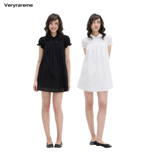 莱塞尔娃娃领泡泡袖迷你连衣裙