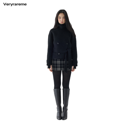 Veryrareme100羊毛短款双面呢大衣