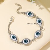 Eye 哥特亚克力蓝眼睛手链 Evil 五眼一眼恶魔之眼合金手饰