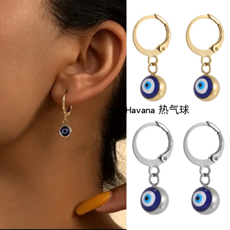 恶魔之眼吊坠耳扣款耳环 Evil Eye土耳其蓝眼睛耳坠