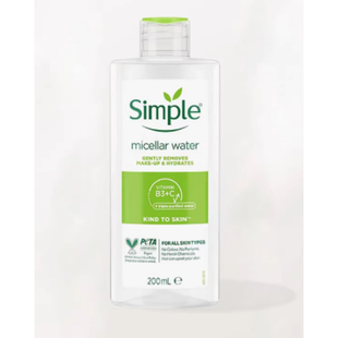 英国simple清妍亲肤保湿卸妆水200ml敏感肌温和卸淡妆温和免冲洗