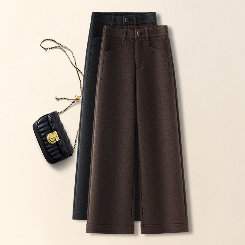 高端咖色羊毛呢阔腿裤女秋冬2025新款超火的九分羊绒巨好看直筒裤,女装/女士精品,休闲裤,淘宝优惠券,粉丝福利购,淘宝优惠卷