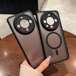 华为Mate70手机壳磁吸无线充电适用于mate60pro简约高级半透明精孔60p全包防摔软边保护套男女 磨砂防指纹