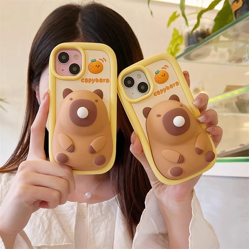 趣味创意吹泡泡解压卡皮巴拉适用苹果13手机壳iphone16pro新款卡通全包立体15promax防摔套12/11硅胶14plus软