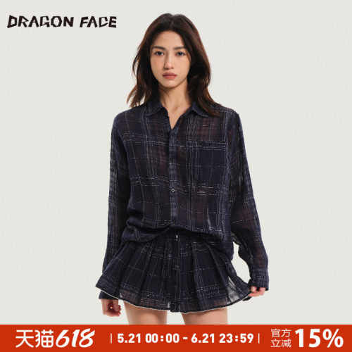 【明星同款】龙脸DRAGON FACE 亚麻格纹缩褶短裙