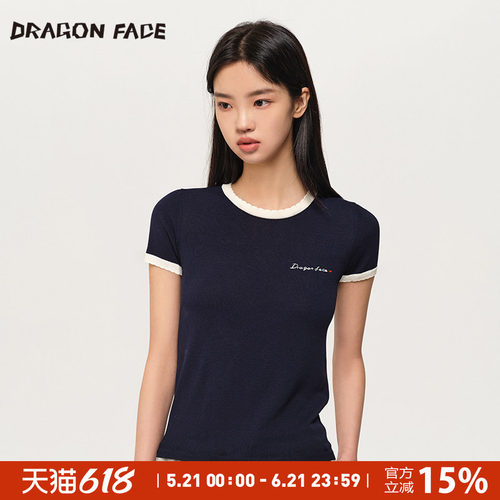 【明星同款】龙脸DRAGON FACE撞色短袖T恤女士T恤夏季新品