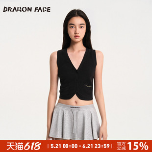 【明星同款】DRAGON FACE/龙脸针织V领无袖马甲100%羊毛