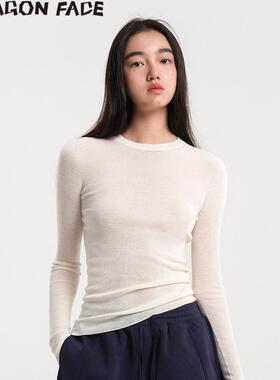 【明星同款】龙脸 DRAGON FACE圆领长袖绵羊毛基础打底衫 羊毛衫