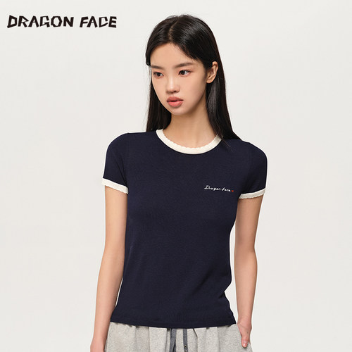 【明星同款】龙脸DRAGON FACE撞色短袖T恤女士T恤夏季新品