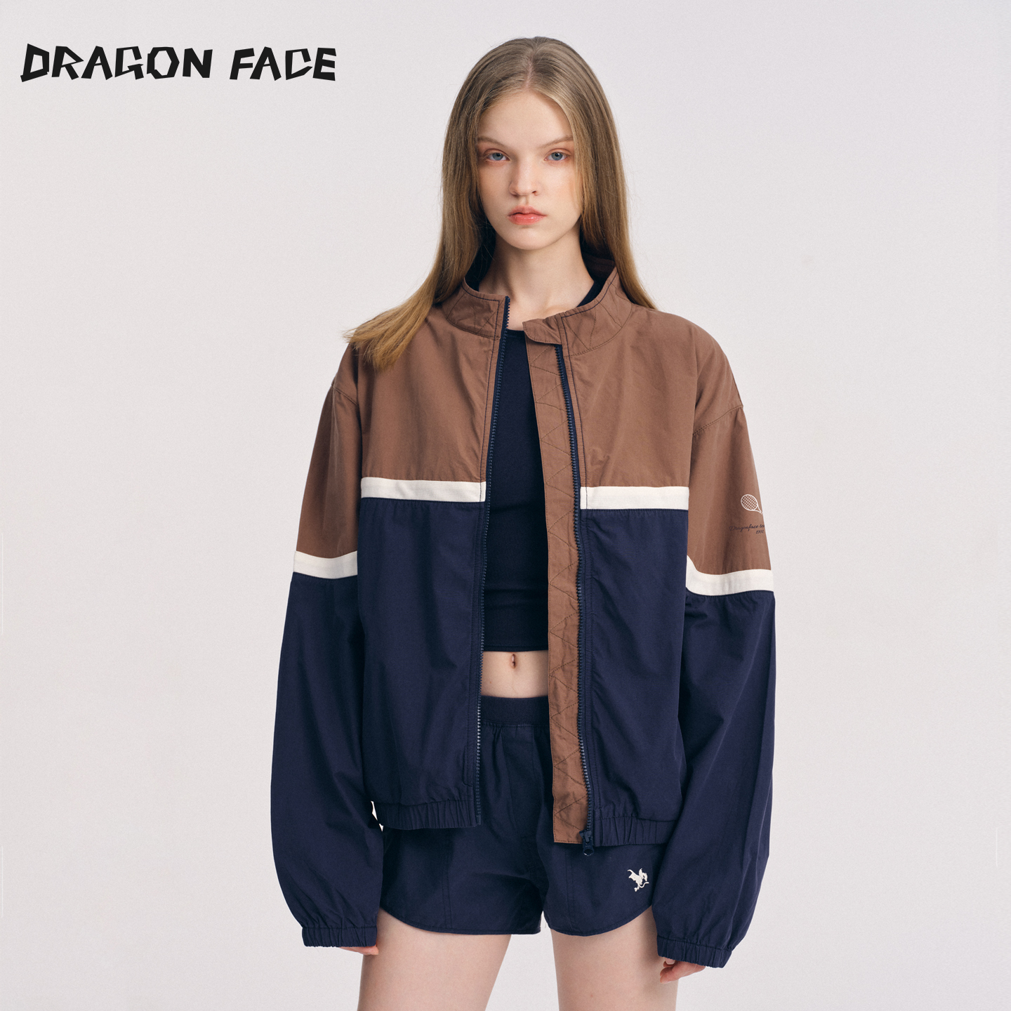 【明星同款】龙脸DRAGON FACE 工装撞色拉链夹克网球线外套