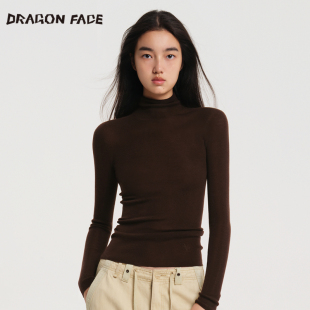 高领长袖 FACE 龙脸DRAGON 绵羊毛基础打底羊毛衫 明星同款