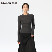 女百搭 FACE100%山羊绒圆领打底衫 何超莲同款 龙脸DRAGON