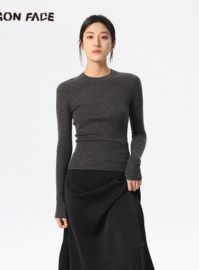 【何超莲同款】龙脸DRAGON FACE100%山羊绒圆领打底衫女百搭