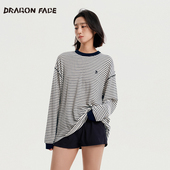 明星同款 龙脸DRAGON FACE 百搭宽松条纹长袖 T恤