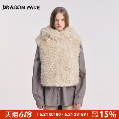 【明星同款】龙脸 DRAGON FACE维京人毛绒马甲 连帽外套