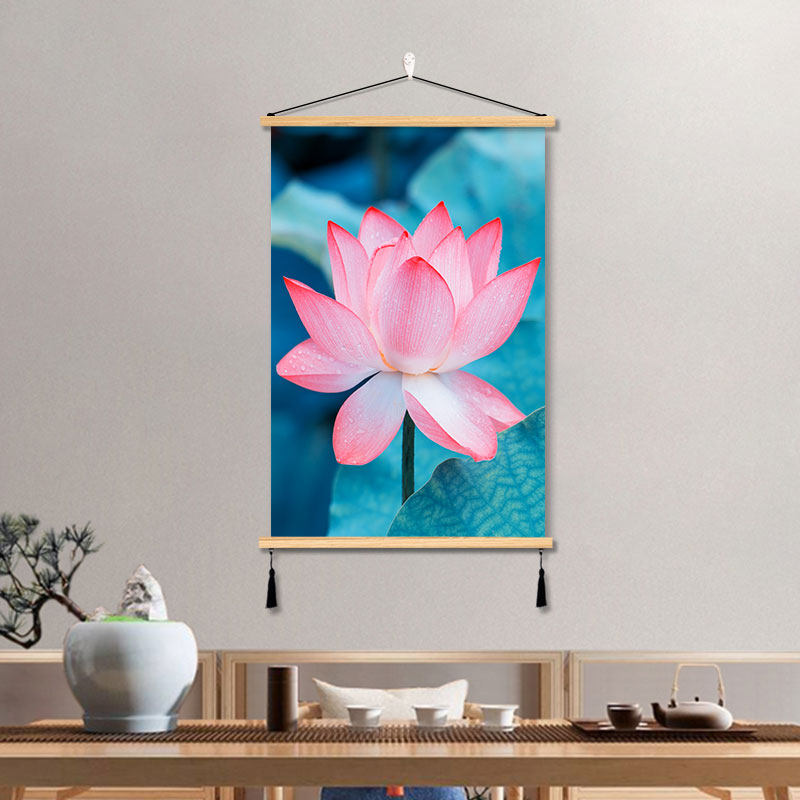 荷花荷叶风景挂画房间卧室山水画装饰画玄关竖版走廊入户门口墙画