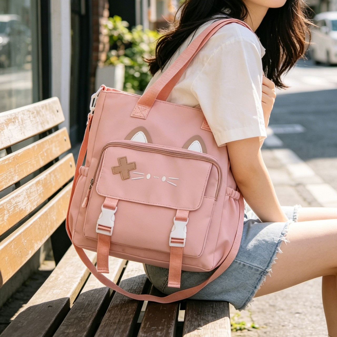 可爱大容量女学生通勤单肩补课袋