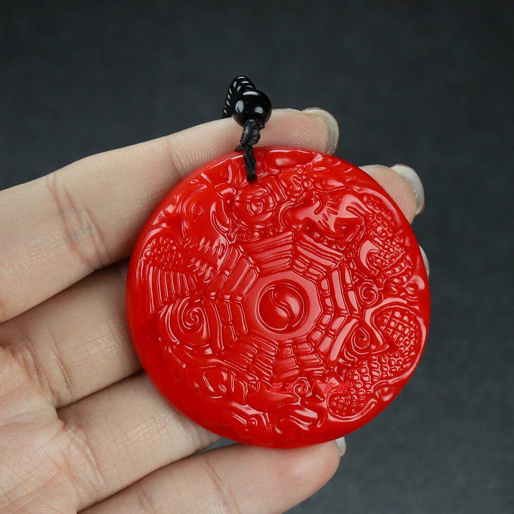 和田玉红玉龙凤呈祥八卦图挂件龙凤八卦平安玉石挂件男女款